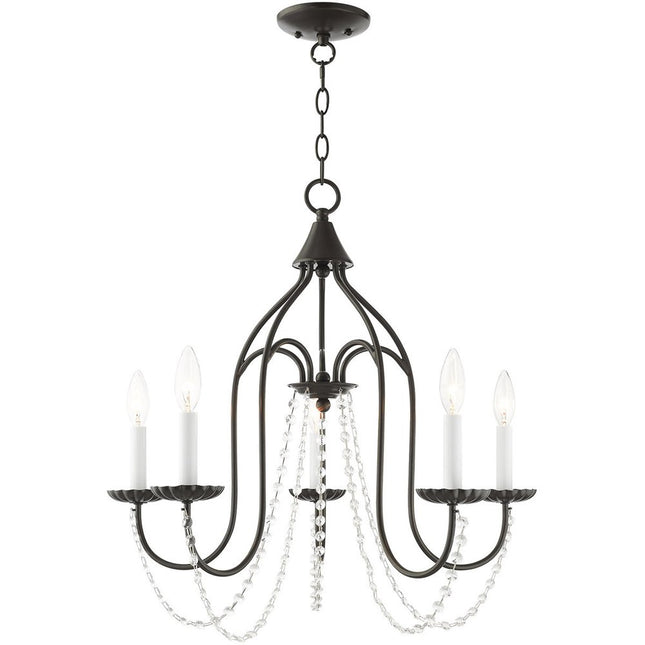 Bronze Five Light Metal Dimmable Chandelier With Shades