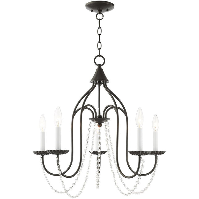 Five Light Dimmable Chandelier With Shades HomeRoots