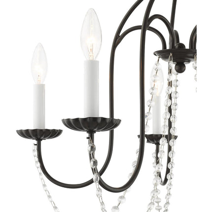 Bronze Five Light Metal Dimmable Chandelier With Shades