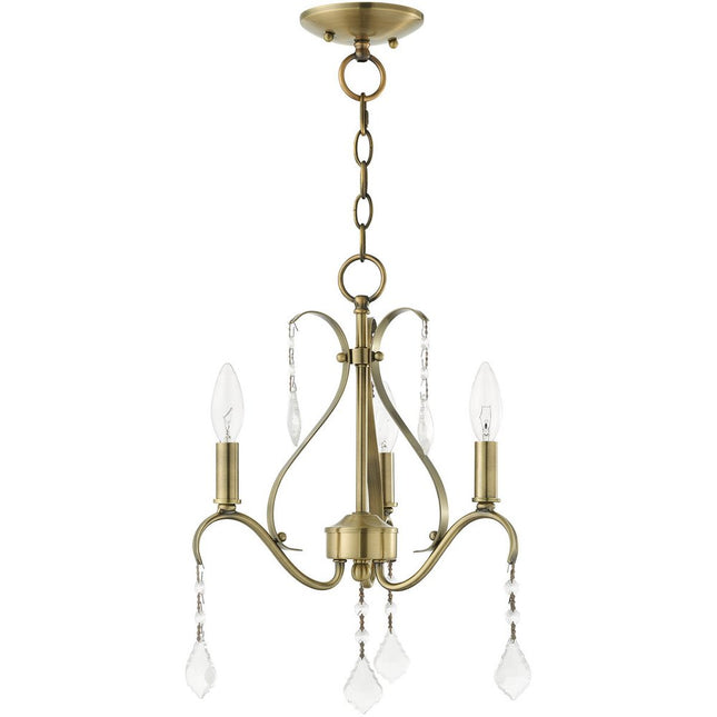 Antiqued Brass Three Light Metal Dimmable Chandelier With Shades HomeRoots