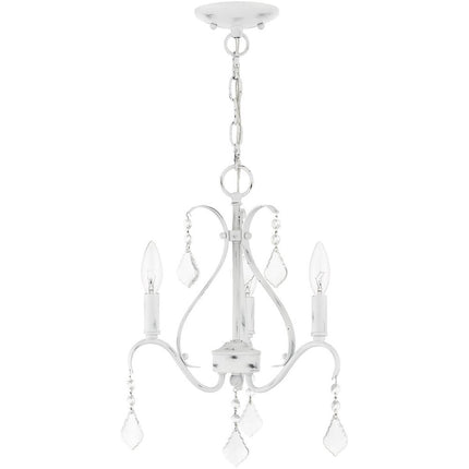 White Three Light Metal Dimmable Chandelier With Shades