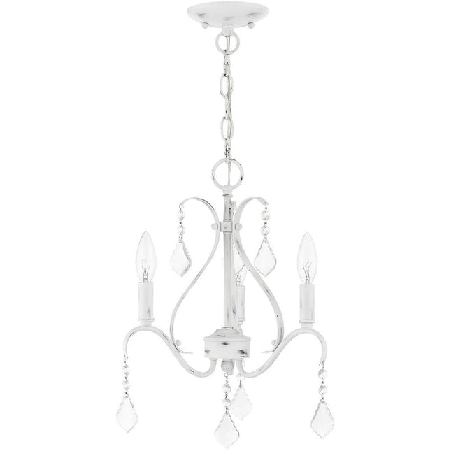 White Three Light Metal Dimmable Chandelier With Shades HomeRoots