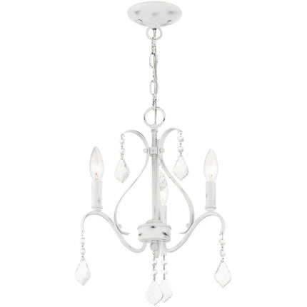 White Three Light Metal Dimmable Chandelier With Shades