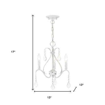 White Three Light Metal Dimmable Chandelier With Shades