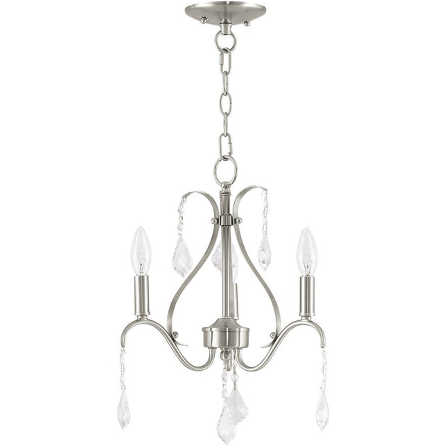 Nickel Three Light Metal Dimmable Chandelier With Shades HomeRoots