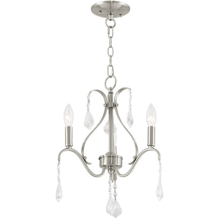 Nickel Three Light Metal Dimmable Chandelier With Shades