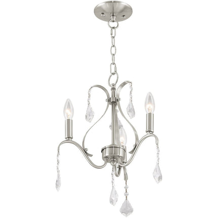 Nickel Three Light Metal Dimmable Chandelier With Shades