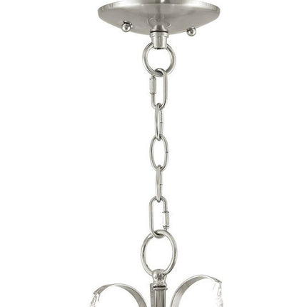 Nickel Three Light Metal Dimmable Chandelier With Shades