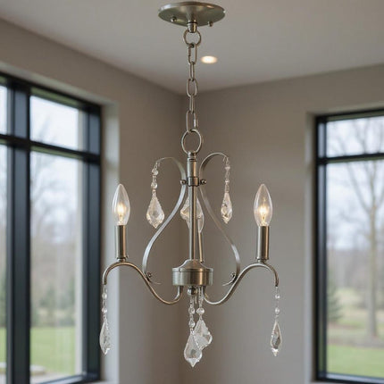 Three Light Dimmable Chandelier With Shades HomeRoots