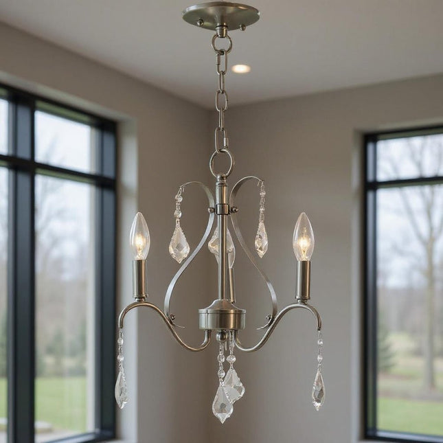Three Light Dimmable Chandelier With Shades HomeRoots