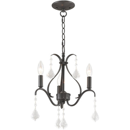 Bronze Three Light Metal Dimmable Chandelier With Shades