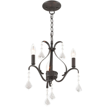 Bronze Three Light Metal Dimmable Chandelier With Shades