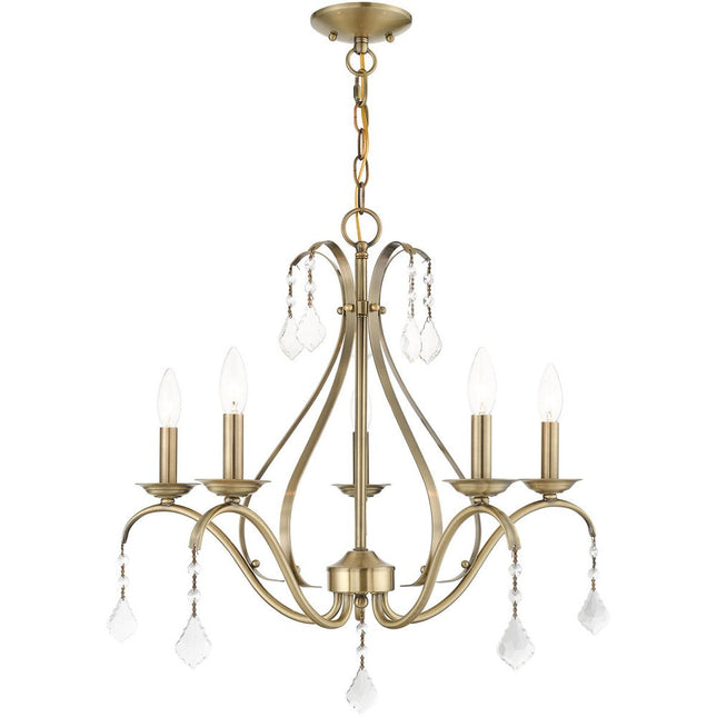 Five Light Dimmable Chandelier With Shades HomeRoots