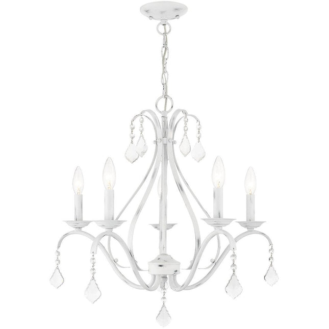 Five Light Dimmable Chandelier With Shades HomeRoots