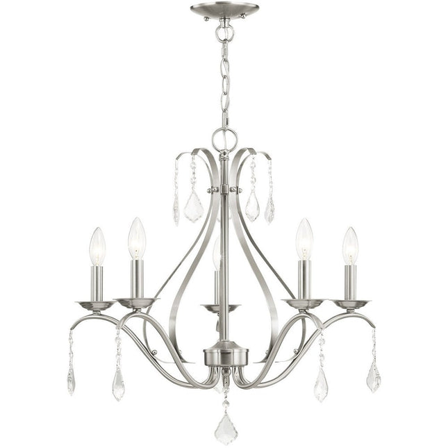 Five Light Dimmable Chandelier With Shades HomeRoots