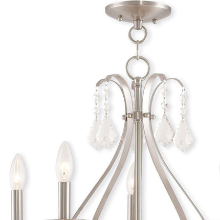 Nickel Five Light Metal Dimmable Chandelier With Shades