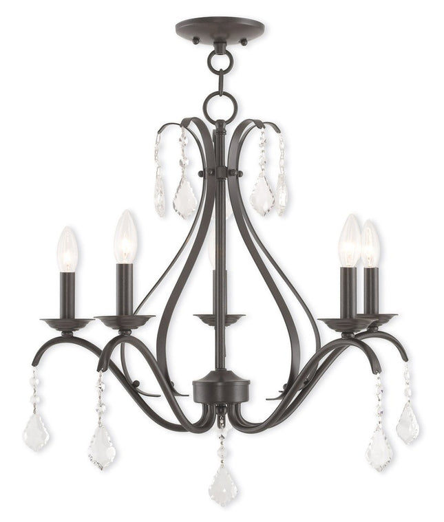 Bronze Five Light Metal Dimmable Chandelier With Shades