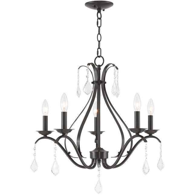 Five Light Dimmable Chandelier With Shades HomeRoots