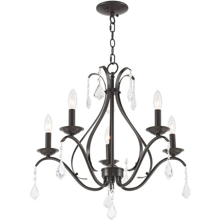 Bronze Five Light Metal Dimmable Chandelier With Shades