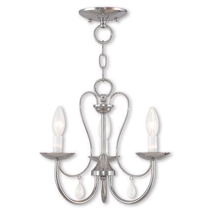 Silver Three Light Metal Dimmable Chandelier With Shades