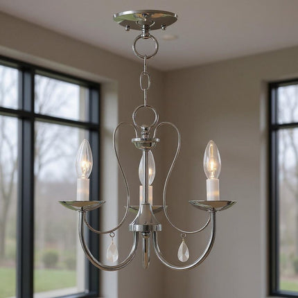 Three Light Dimmable Chandelier With Shades HomeRoots