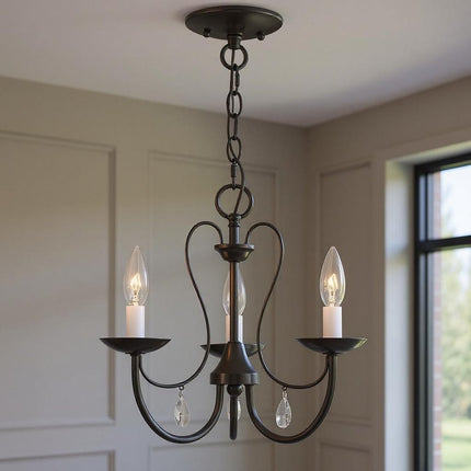 Three Light Dimmable Chandelier With Shades HomeRoots