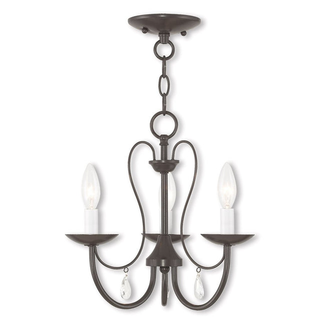 Bronze Three Light Metal Dimmable Chandelier With Shades