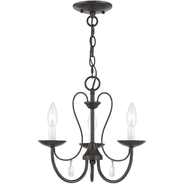Bronze Three Light Metal Dimmable Chandelier With Shades