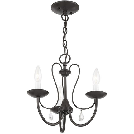 Bronze Three Light Metal Dimmable Chandelier With Shades