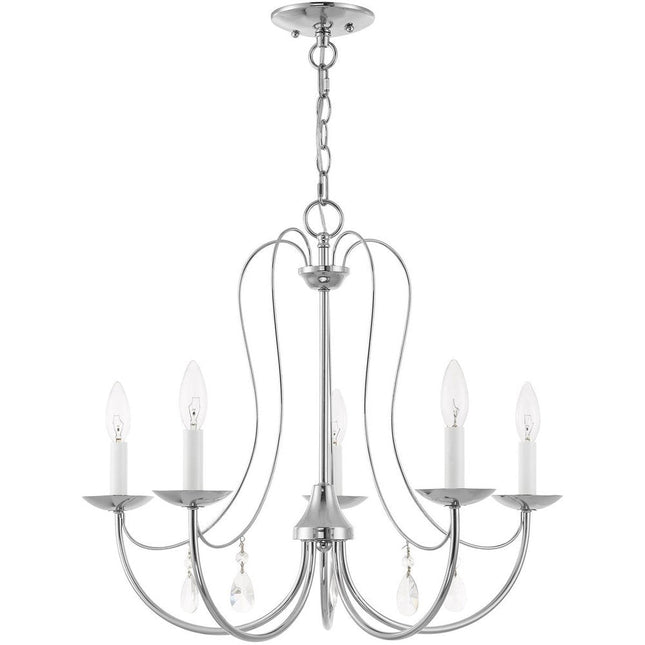 Five Light Dimmable Chandelier With Shades HomeRoots