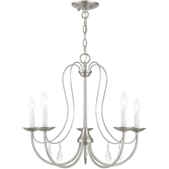 Five Light Dimmable Chandelier With Shades HomeRoots