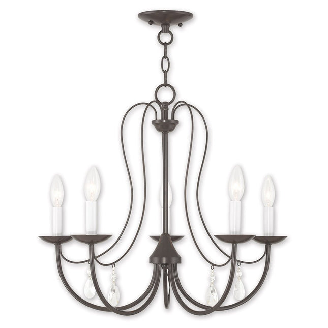 Bronze Five Light Metal Dimmable Chandelier With Shades