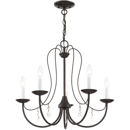 Bronze Five Light Metal Dimmable Chandelier With Shades