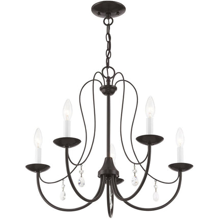 Bronze Five Light Metal Dimmable Chandelier With Shades
