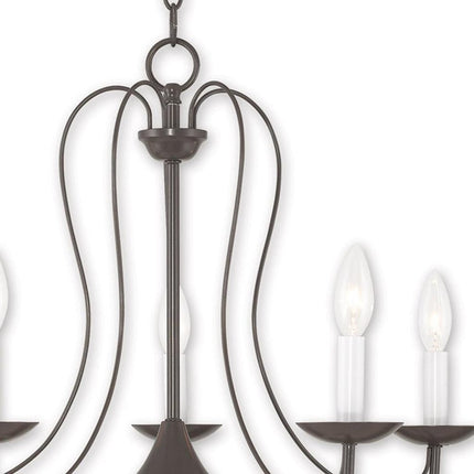 Bronze Five Light Metal Dimmable Chandelier With Shades