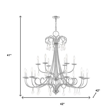 Silver Multi Light Metal Dimmable Chandelier With Shades