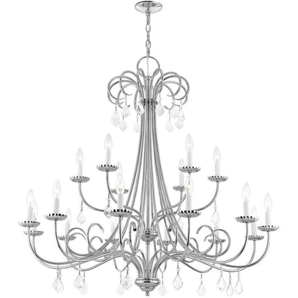 Silver Multi Light Metal Dimmable Chandelier With Shades