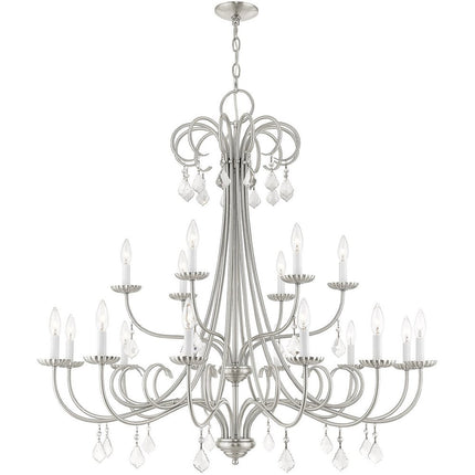 Nickel Multi Light Metal Dimmable Chandelier With Shades