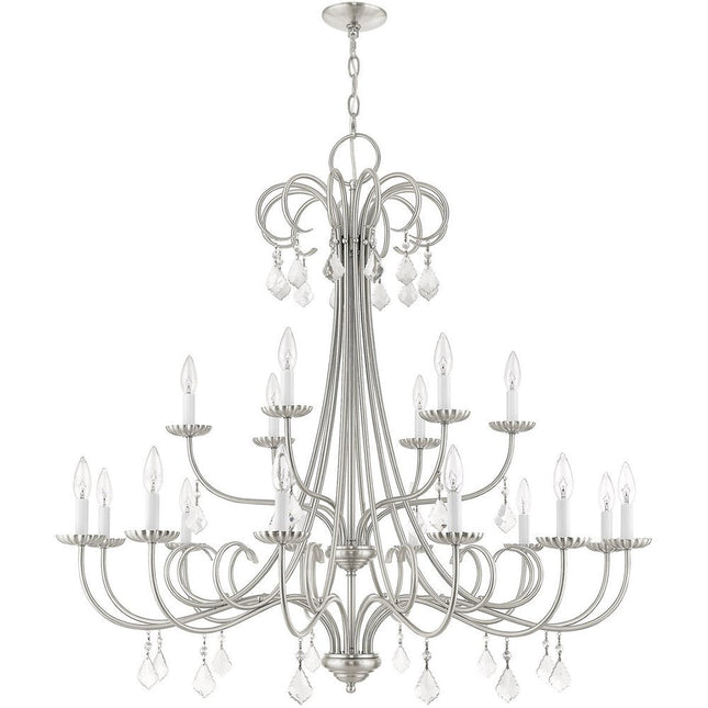 Nickel Multi Light Metal Dimmable Chandelier With Shades HomeRoots