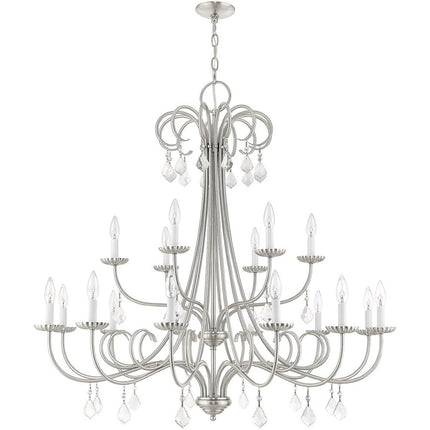 Nickel Multi Light Metal Dimmable Chandelier With Shades