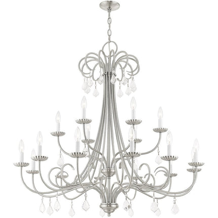 Nickel Multi Light Metal Dimmable Chandelier With Shades