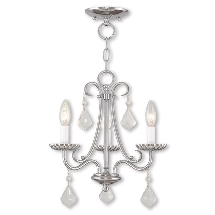 Silver Three Light Metal Dimmable Chandelier With Shades