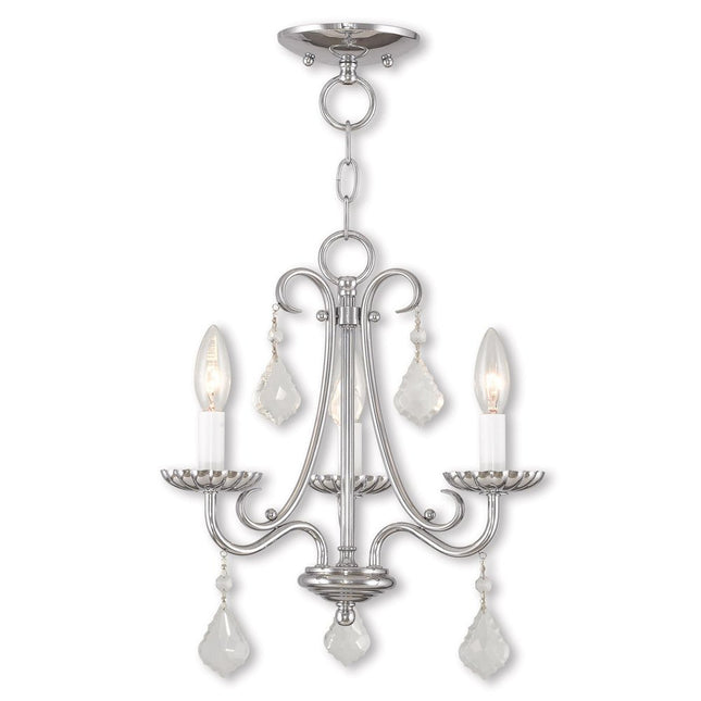 Silver Three Light Metal Dimmable Chandelier With Shades