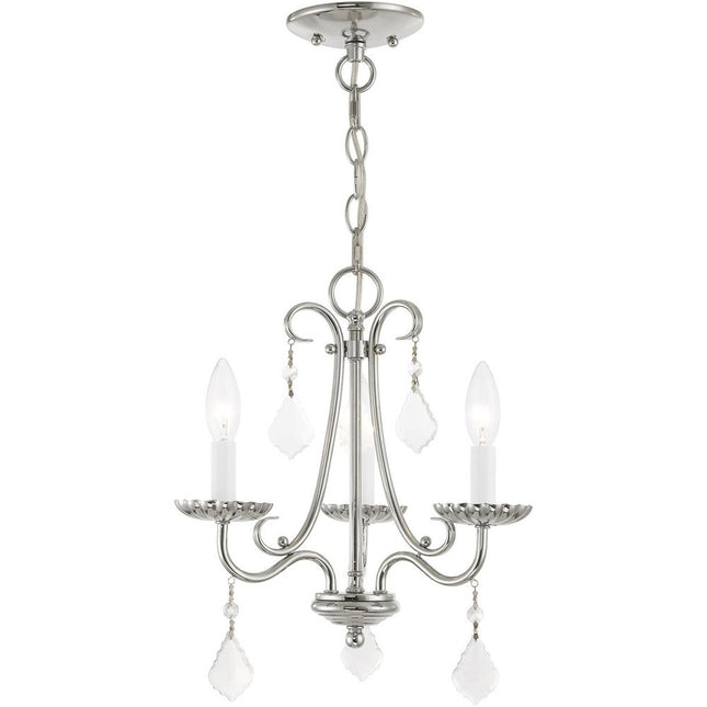 Silver Three Light Metal Dimmable Chandelier With Shades