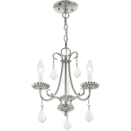 Silver Three Light Metal Dimmable Chandelier With Shades