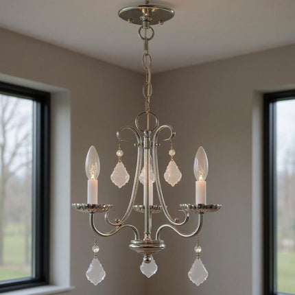 Three Light Dimmable Chandelier With Shades HomeRoots