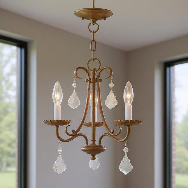 Three Light Dimmable Chandelier With Shades HomeRoots