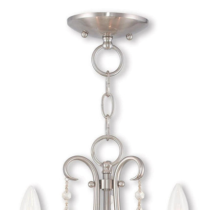 Nickel Three Light Metal Dimmable Chandelier With Shades