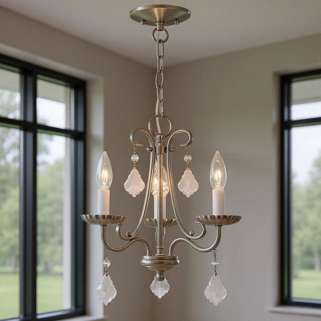 Three Light Dimmable Chandelier With Shades HomeRoots