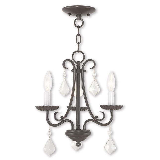 Bronze Three Light Metal Dimmable Chandelier With Shades